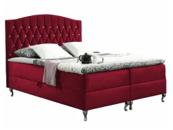 Lit continental Baltimore 142, Double, Rouge, Tissu, Disponible