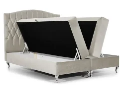 Lit continental Baltimore 142, Double, Rouge, Tissu, Disponible