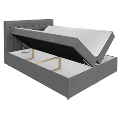 Lit continental Baltimore 112, Double, Brun clair, Tissu, Disponible