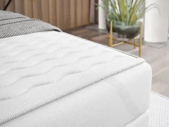 Lit continental Baltimore 112, Double, Brun clair, Tissu, Disponible