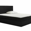 Lit continental Baltimore 163, Double, Noir, Tissu, Disponible