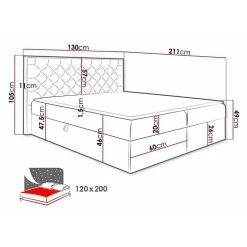 Lit continental Baltimore 182, Unique, Rose, Tissu, Disponible