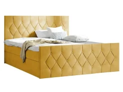 Lit continental Baltimore 161, Unique, Jaune, Tissu, Disponible