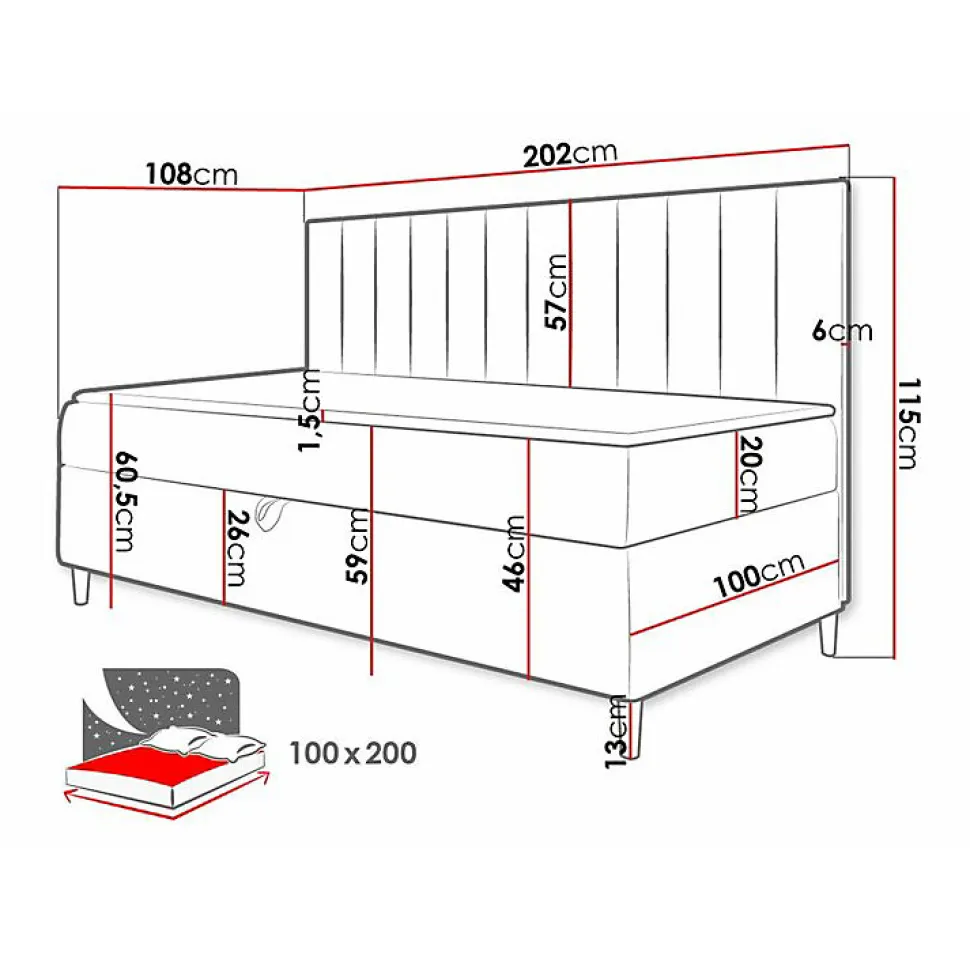 Lit continental Baltimore 165, Unique, Turquoise, Faux cuir