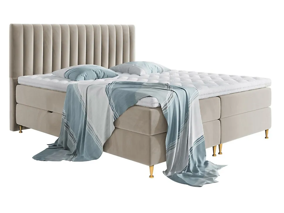 Lit continental ComfiDream 156, Double, Brun clair, Tissu, Disponible