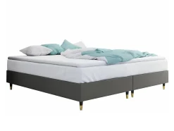 Lit continental Logan 109, Double, Gris, Tissu, Disponible