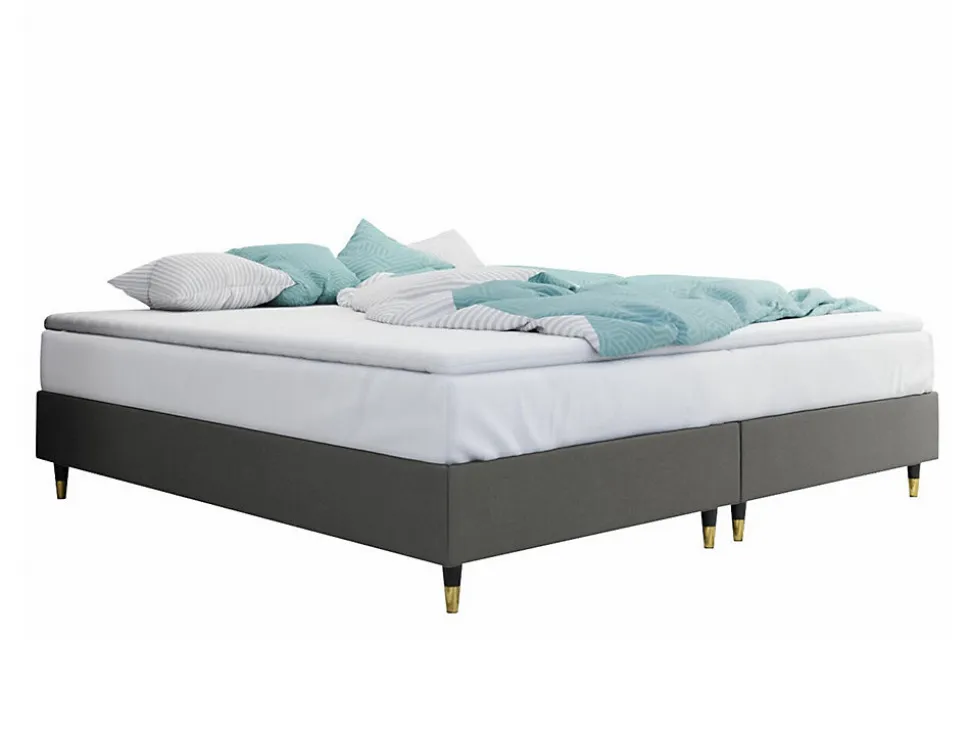 Lit continental Logan 109, Double, Gris, Tissu, Disponible