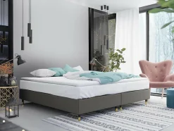 Lit continental Logan 109, Double, Gris, Tissu, Disponible