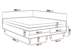 Lit continental Logan 109, Double, Gris, Tissu, Disponible