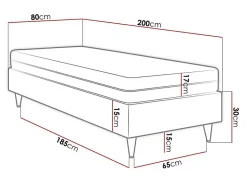 Lit continental Logan 108, Unique, Gris, Tissu, Disponible