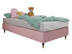 Lit continental Logan 108, Unique, Rose, Tissu, Disponible