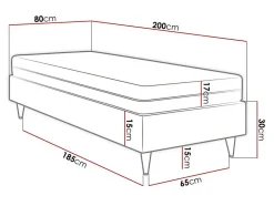 Lit continental Logan 108, Unique, Rose, Tissu, Disponible
