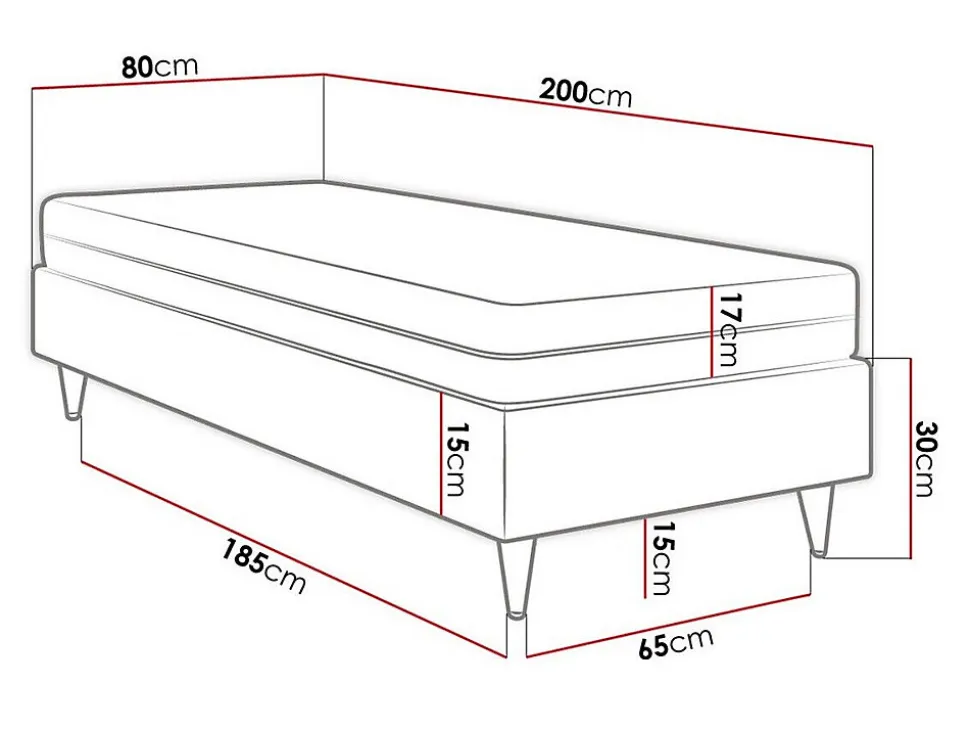 Lit continental Logan 108, Unique, Rose, Tissu, Disponible