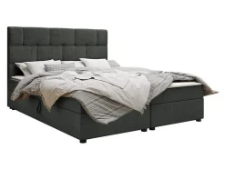 Lit continental Memphis 103, Double, Gris, Tissu, Disponible