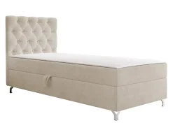 Lit continental Memphis 142, Unique, Brun clair, Tissu, Disponible