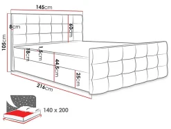 Lit continental Memphis 118, Double, Gris, Tissu, Disponible