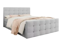 Lit continental Memphis 118, Double, Gris, Tissu, Disponible