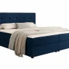 Lit continental Memphis 114, Double, Bleu, Tissu, Disponible