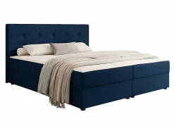 Lit continental Memphis 114, Double, Bleu, Tissu, Disponible