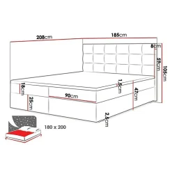 Lit continental Memphis 115, Double, Vert, Tissu, Disponible