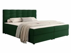 Lit continental Memphis 115, Double, Vert, Tissu, Disponible