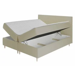 Lit continental Memphis 135, Double, Gris, Tissu, Disponible