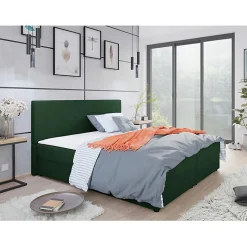 Lit continental Memphis 116, Double, Vert, Tissu, Disponible