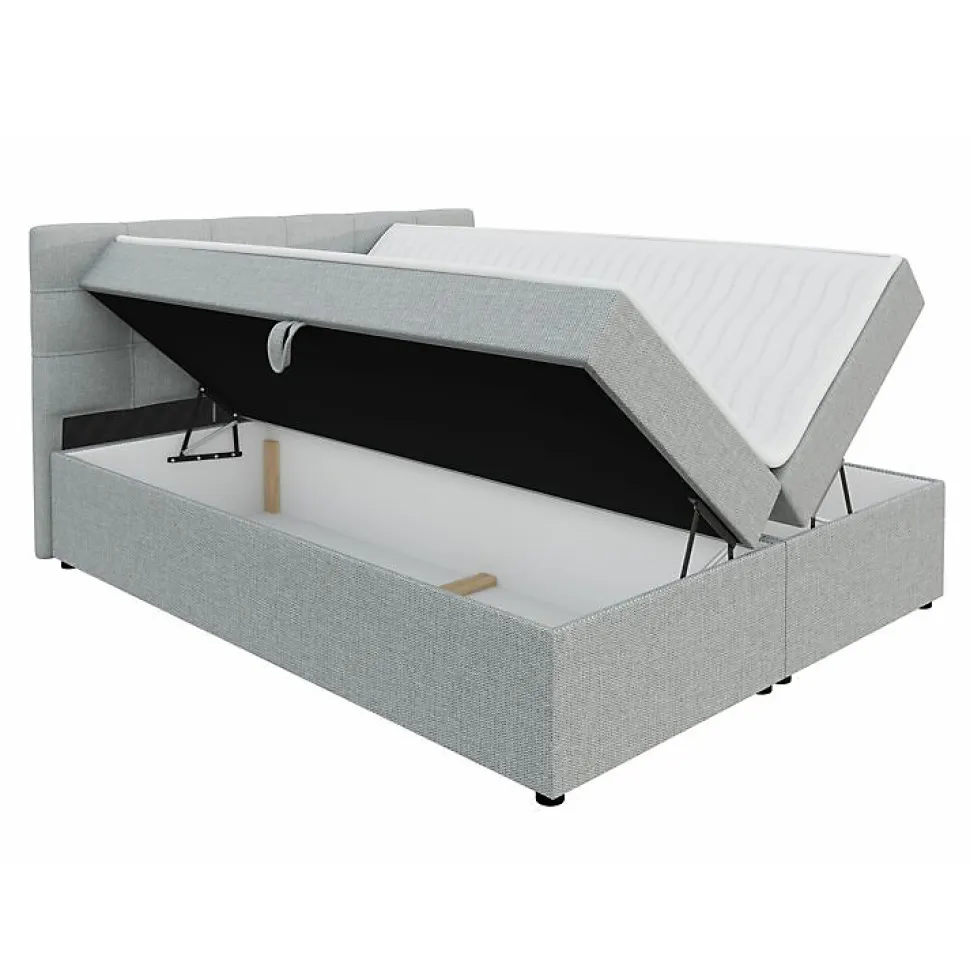 Lit continental Memphis 115, Double, Brun clair, Tissu, Disponible