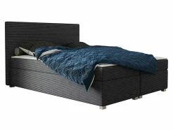 Lit continental Memphis 137, Double, Gris, Tissu, Disponible