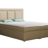 Lit continental Pomona 112, Double, Brun clair, Tissu, Disponible