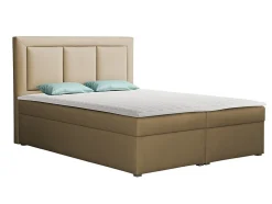 Lit continental Pomona 112, Double, Brun clair, Tissu, Disponible