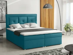 Lit continental Pomona 113, Double, Turquoise, Tissu, Disponible