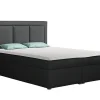 Lit continental Pomona 112, Double, Gris, Tissu, Disponible