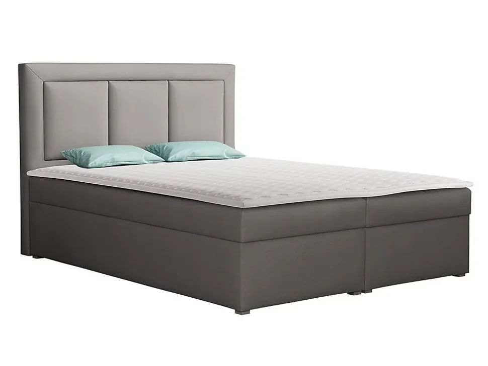Lit continental Pomona 112, Double, Gris, Tissu, Disponible