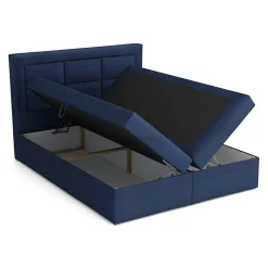 Lit continental Pomona 114, Double, Brun clair, Tissu, Disponible