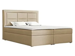 Lit continental Pomona 114, Double, Brun clair, Tissu, Disponible