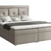 Lit continental Pomona 113, Double, Brun clair, Tissu, Disponible