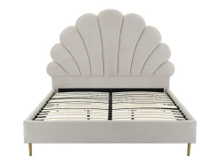 Lit coquillage 140 x 190 cm - Tissu - Beige + Matelas - LIVAYA