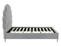 Lit coquillage 160 x 200 cm - Tissu - Gris clair - LIVAYA