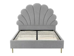 Lit coquillage 160 x 200 cm - Tissu - Gris clair + Matelas - LIVAYA