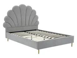 Lit coquillage 160 x 200 cm - Tissu - Gris clair + Matelas - LIVAYA