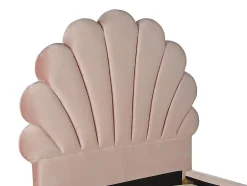 Lit coquillage 90 x 190 cm - Velours - Rose - MOANA