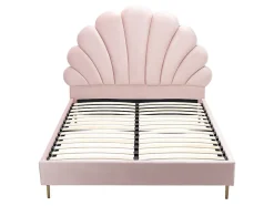Lit coquillage 160 x 200 cm - Velours - Rose - LIVAYA