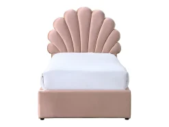 Lit coquillage 90 x 190 cm avec 2 tiroirs - Velours - Rose - MOANA