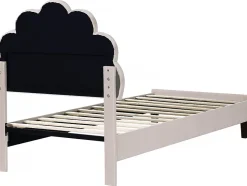 Lit coquillage en velours "Manon" 90 x 190 cm Beige