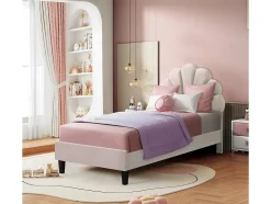 Lit coquillage en velours "Manon" 90 x 190 cm Beige