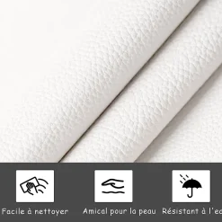 Lit d'ameublement 140x190 cm avec éclairage LED, cadre à lattes et tête de lit réglable, cuir synthétique, sans matelas, blanc