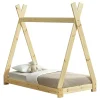 Lit de Tipi pour Enfant Onejda Bois Naturel 140 x 70 cm en.casa
