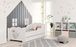 Lit d'enfant Anna 140x70 cm avec tiroir bébé éléphant