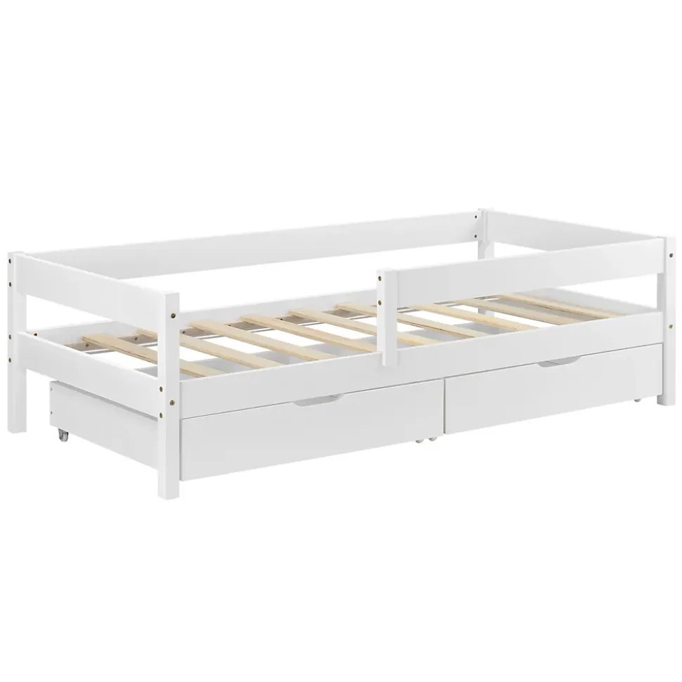 Lit d'enfant Design avec 2 Tiroirs Borgarnes 90 x 200 cm Blanc en.casa